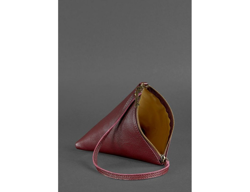 Кожаная женская сумка-косметичка Пирамида Марсала Blanknote BN-BAG-25-marsala - Фото № 4