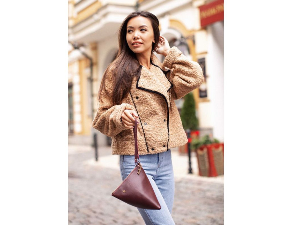 Кожаная женская сумка-косметичка Пирамида Марсала Blanknote BN-BAG-25-marsala - Фото № 6