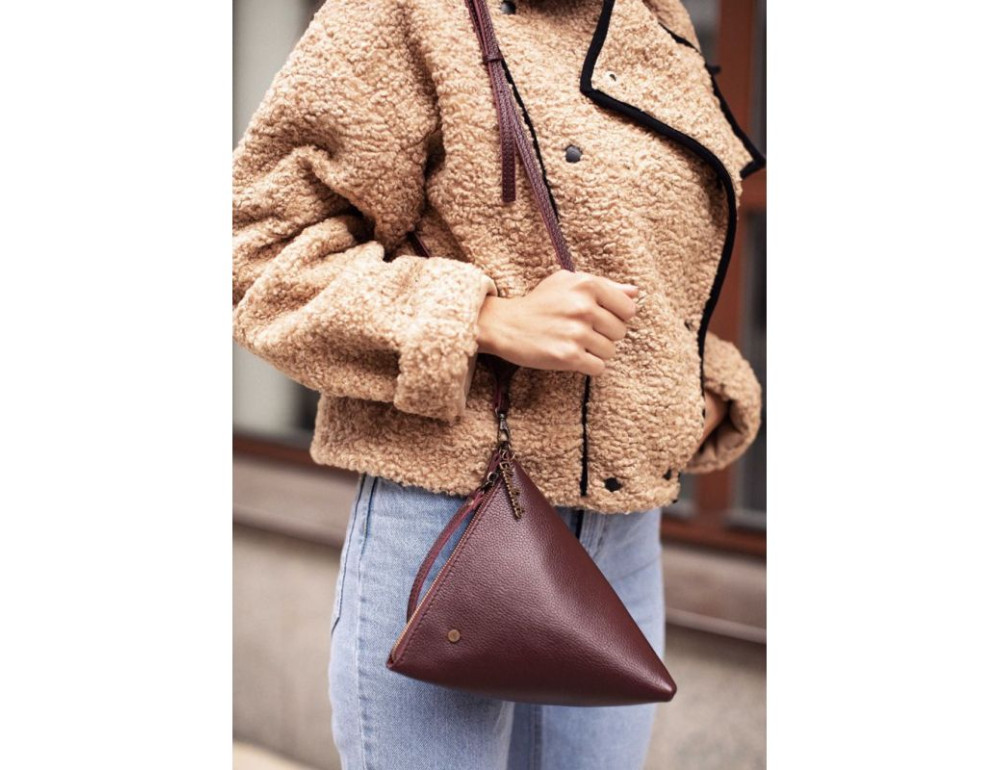 Кожаная женская сумка-косметичка Пирамида Марсала Blanknote BN-BAG-25-marsala - Фото № 7
