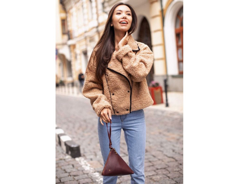 Кожаная женская сумка-косметичка Пирамида Марсала Blanknote BN-BAG-25-marsala - Фото № 9
