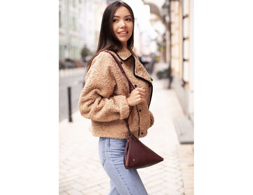 Кожаная женская сумка-косметичка Пирамида Марсала Blanknote BN-BAG-25-marsala - Фото № 10