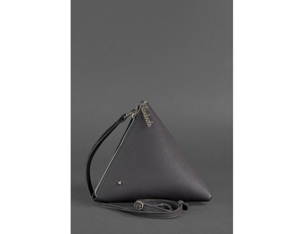 Кожаная женская сумка-косметичка Пирамида черная Blanknote BN-BAG-25-onyx - Фото № 2