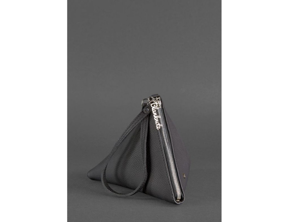 Кожаная женская сумка-косметичка Пирамида черная Blanknote BN-BAG-25-onyx - Фото № 3