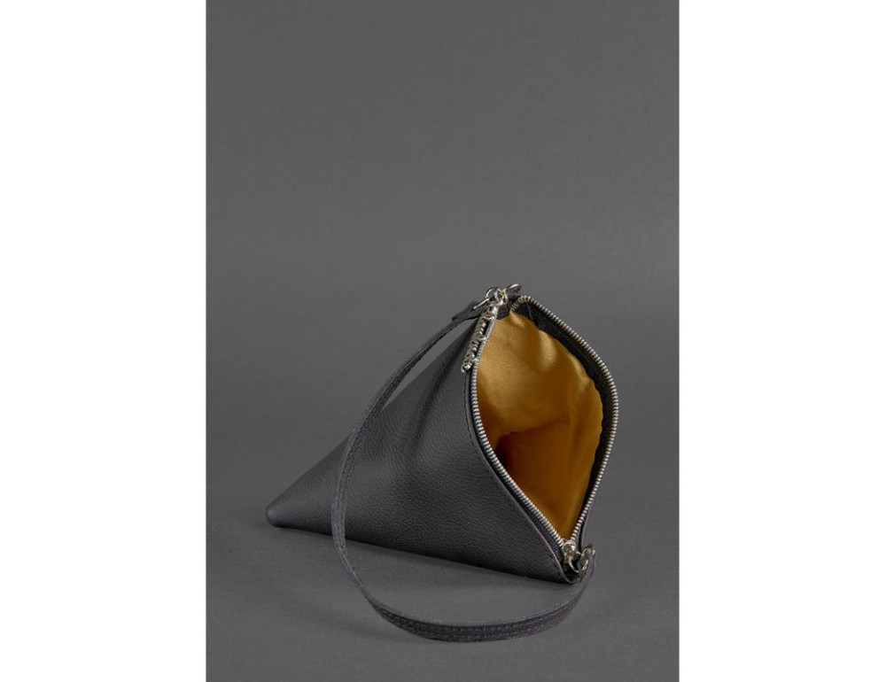 Кожаная женская сумка-косметичка Пирамида черная Blanknote BN-BAG-25-onyx - Фото № 4