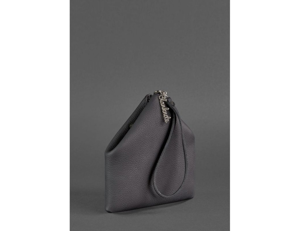 Кожаная женская сумка-косметичка Пирамида черная Blanknote BN-BAG-25-onyx - Фото № 5