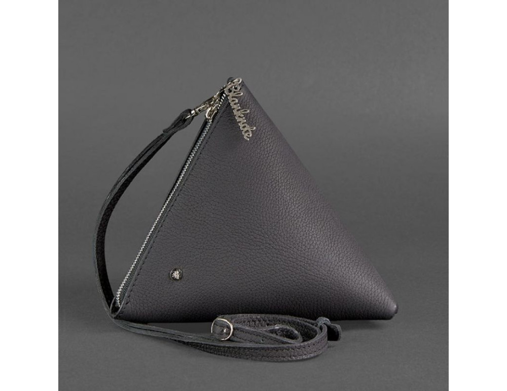 Кожаная женская сумка-косметичка Пирамида черная Blanknote BN-BAG-25-onyx - Фото № 9