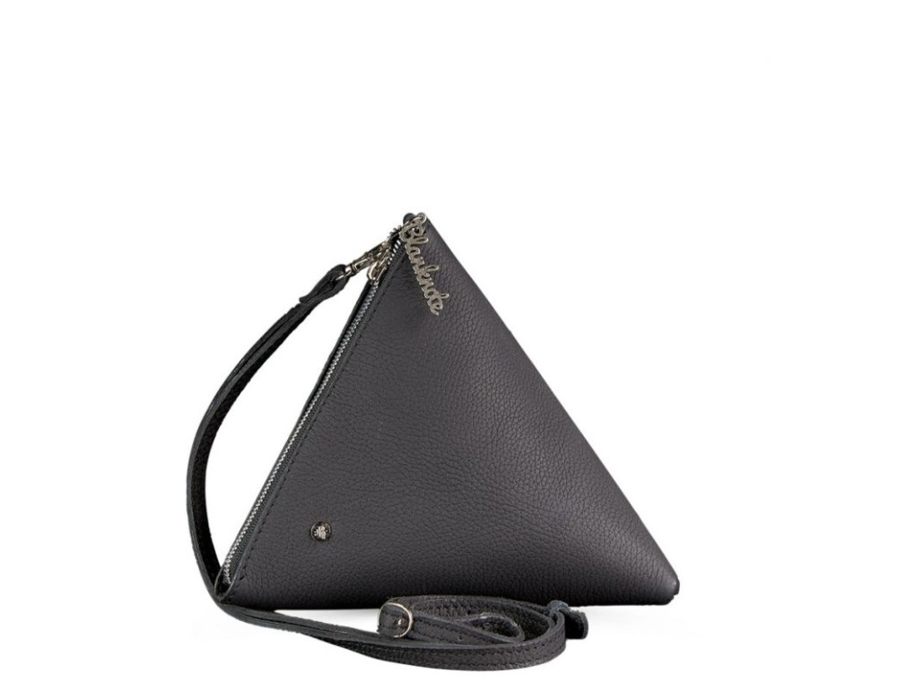 Кожаная женская сумка-косметичка Пирамида черная Blanknote BN-BAG-25-onyx - Фото № 10
