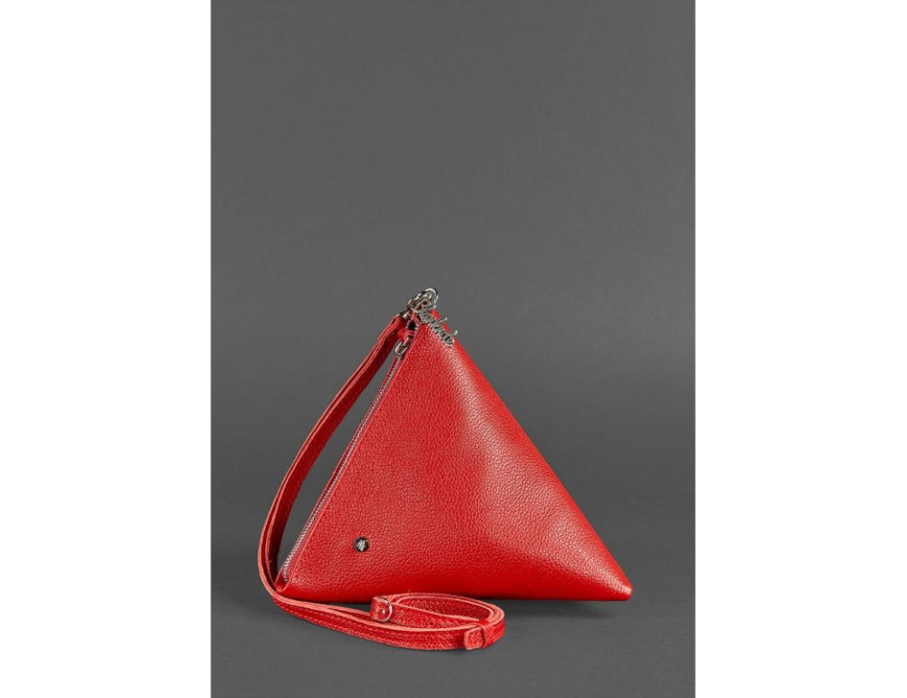 Кожаная женская сумка-косметичка Пирамида красная Blanknote BN-BAG-25-rubin - Фото № 2