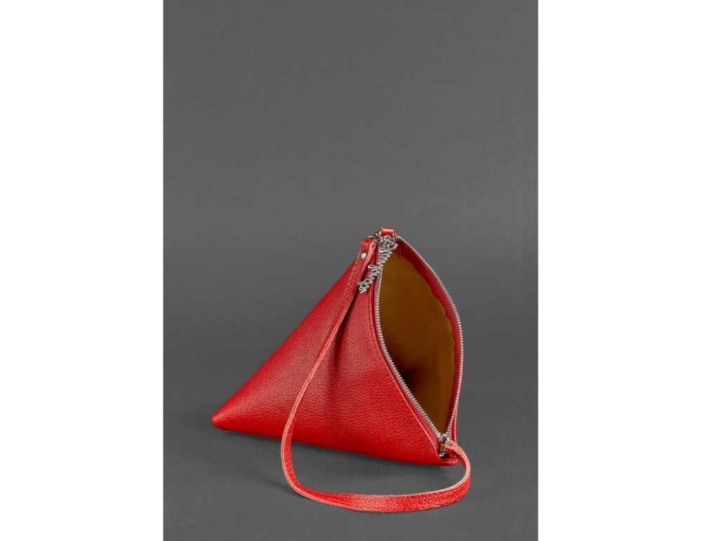 Кожаная женская сумка-косметичка Пирамида красная Blanknote BN-BAG-25-rubin - Фото № 4