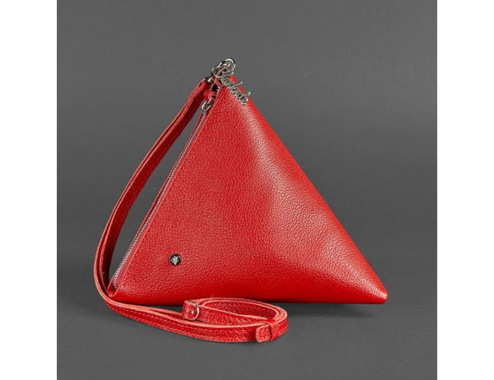 Кожаная женская сумка-косметичка Пирамида красная Blanknote BN-BAG-25-rubin - Фото № 9