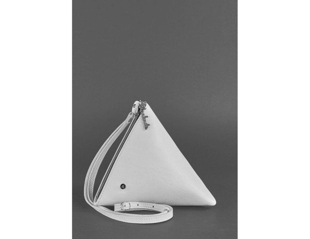 Кожаная женская сумка-косметичка Пирамида белая Blanknote BN-BAG-25-white - Фото № 2
