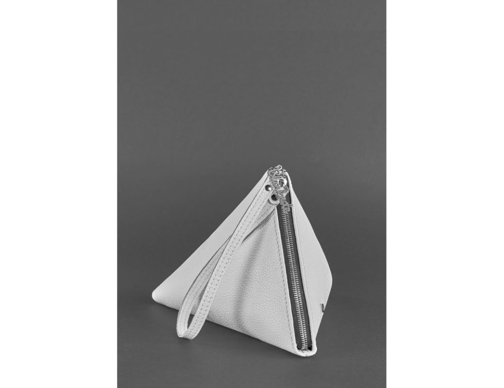 Кожаная женская сумка-косметичка Пирамида белая Blanknote BN-BAG-25-white - Фото № 3