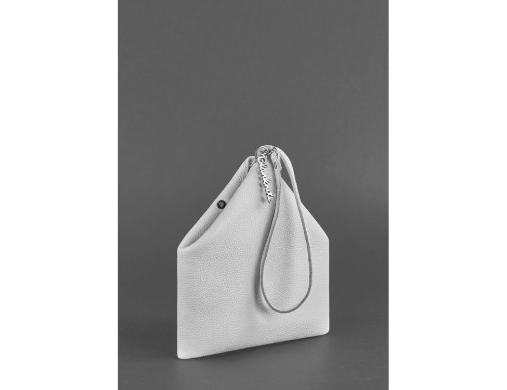 Кожаная женская сумка-косметичка Пирамида белая Blanknote BN-BAG-25-white - Фото № 5