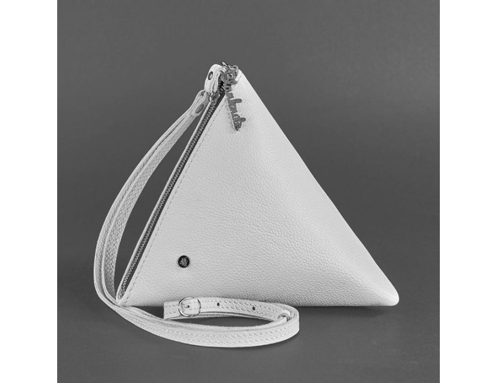 Кожаная женская сумка-косметичка Пирамида белая Blanknote BN-BAG-25-white - Фото № 9