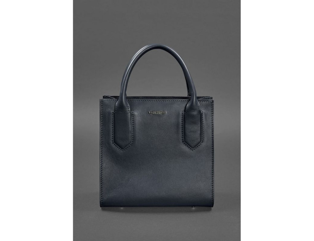 Шкіряна жіноча сумка-кроссбоді темно-синя BN-BAG-28-navy-blue - Фотографія № 2