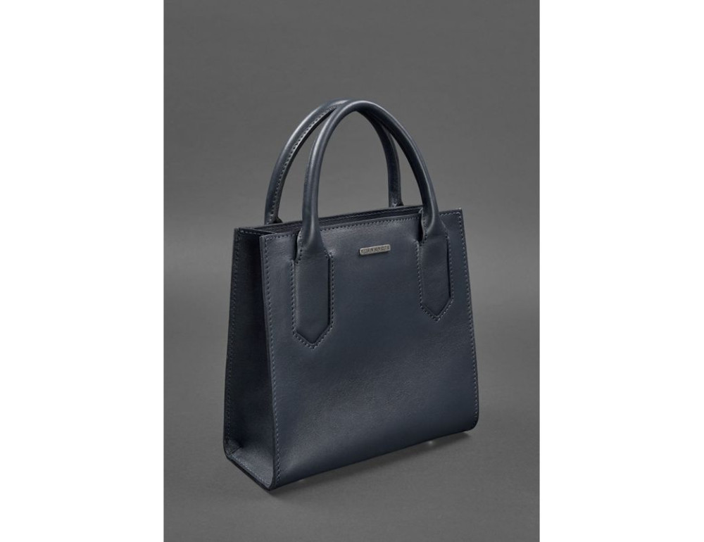 Шкіряна жіноча сумка-кроссбоді темно-синя BN-BAG-28-navy-blue - Фотографія № 3