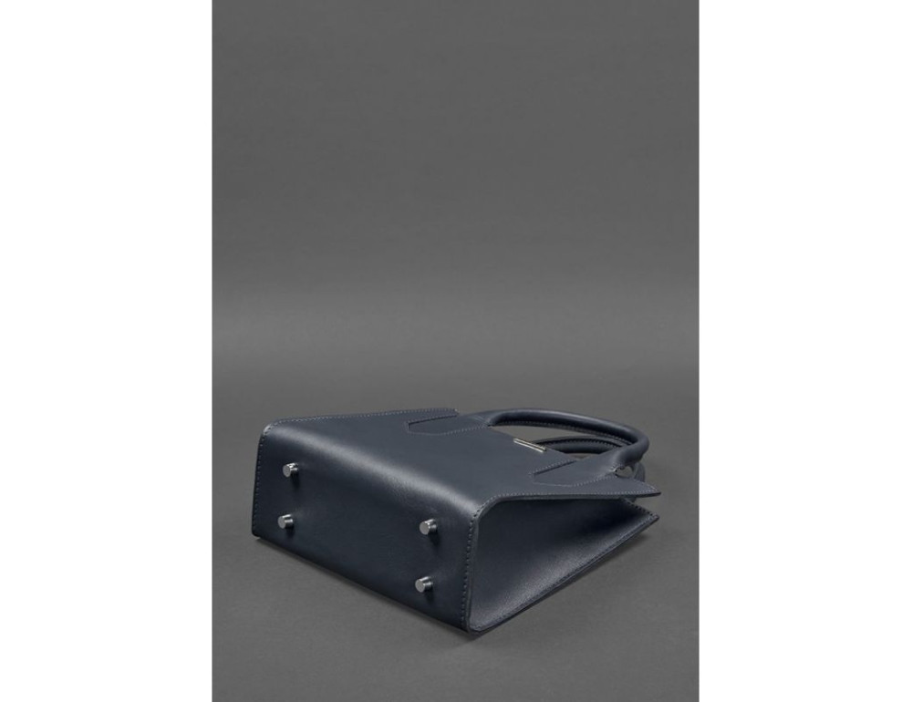 Шкіряна жіноча сумка-кроссбоді темно-синя BN-BAG-28-navy-blue - Фотографія № 5