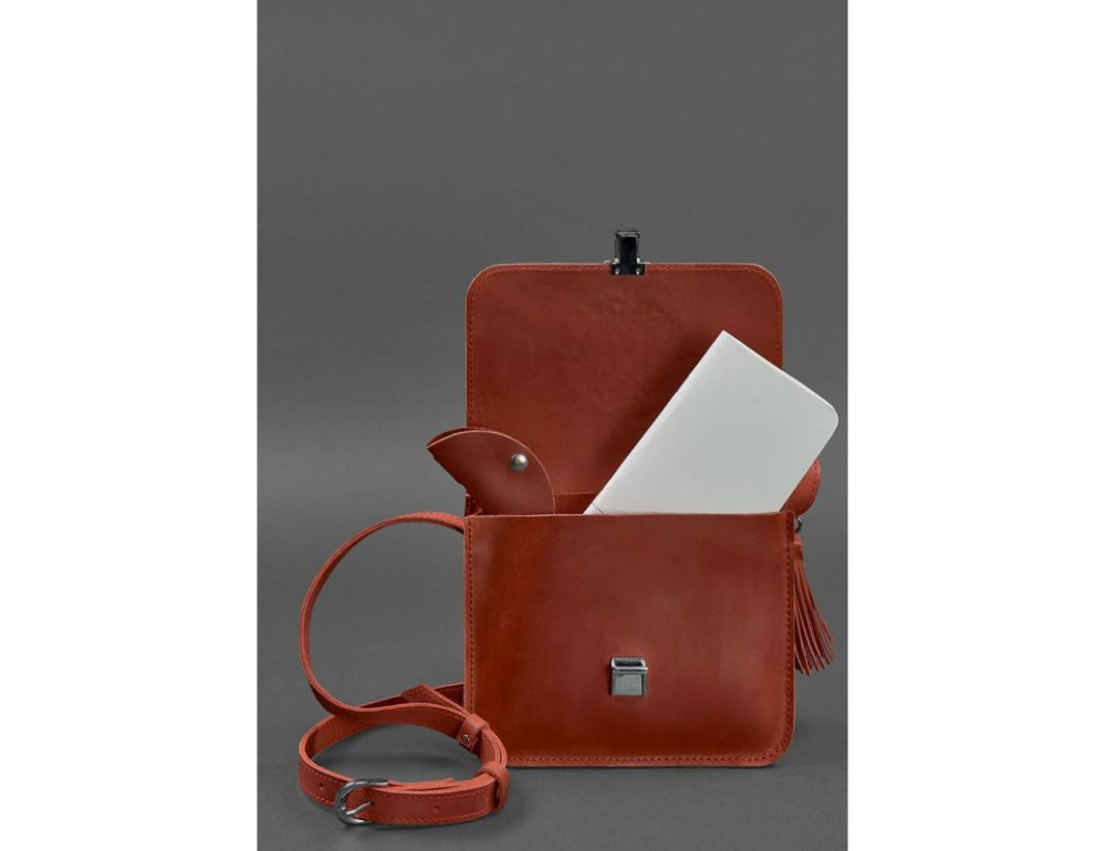 Шкіряна жіноча бохо сумка Лілу Коралова Blancnote BN-BAG-3-coral-man - Фотографія № 3