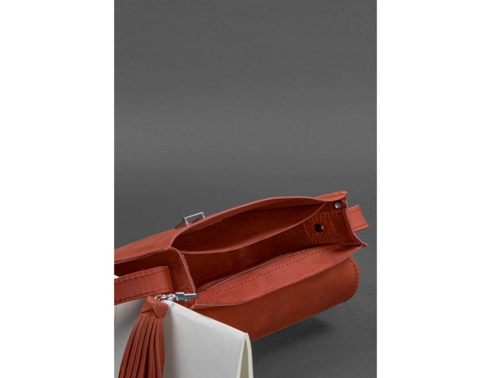Шкіряна жіноча бохо сумка Лілу Коралова Blancnote BN-BAG-3-coral-man - Фотографія № 4