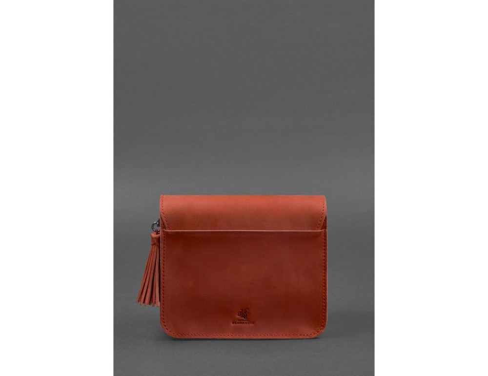 Шкіряна жіноча бохо сумка Лілу Коралова Blancnote BN-BAG-3-coral-man - Фотографія № 5