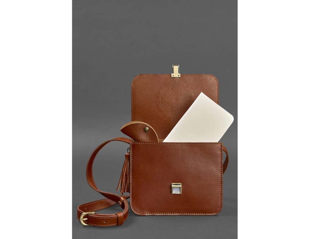 Шкіряна жіноча бохо сумка Лілу світло-коричнева Blancnote BN-BAG-3-k-man - Фотографія № 3