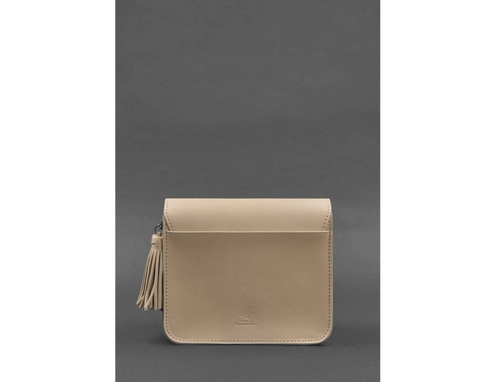 Шкіряна жіноча бохо-сумка Лілу світло-бежева краст Blancnote BN-BAG-3-light-beige - Фотографія № 4