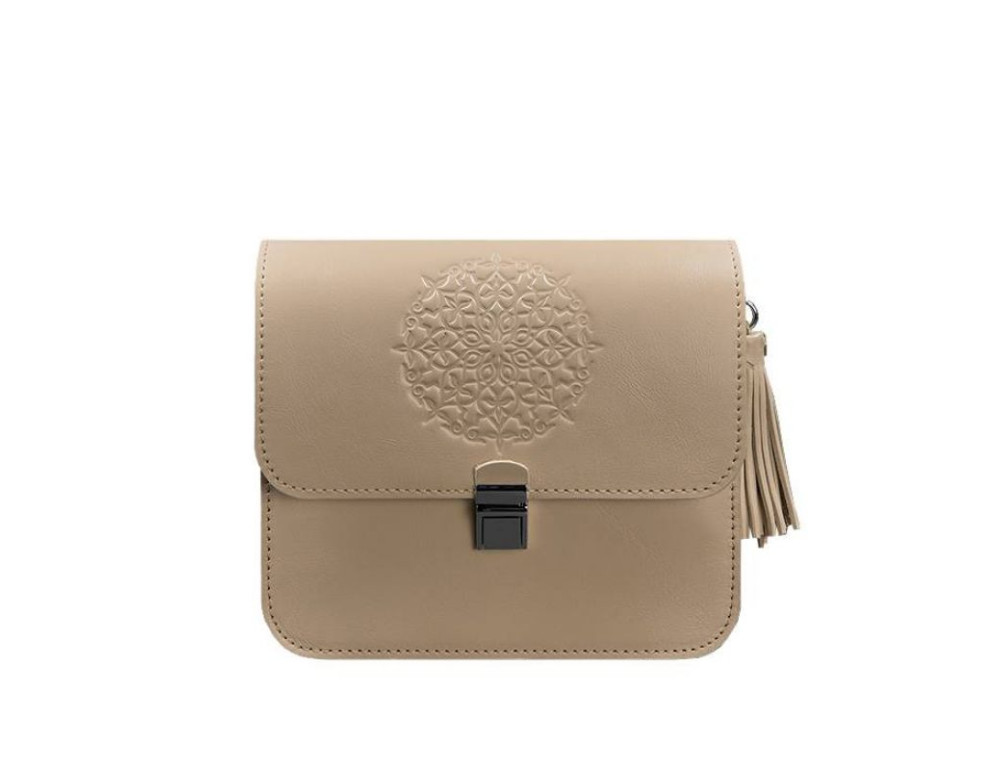 Шкіряна жіноча бохо-сумка Лілу світло-бежева краст Blancnote BN-BAG-3-light-beige - Фотографія № 7
