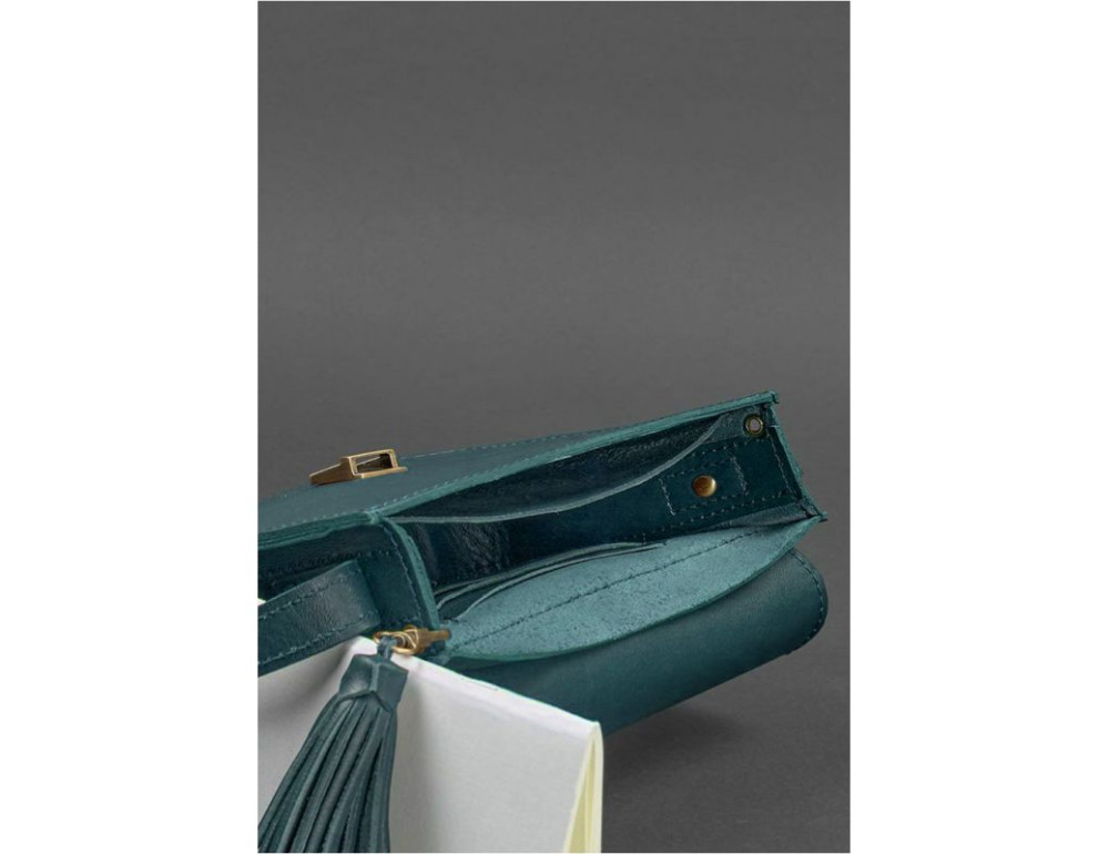 Зелена шкіряна сумочка через плече Blancnote BN-BAG-3-malachite - Фотографія № 4