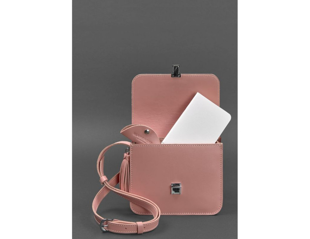 Шкіряна сумка бохо Лілу Blanknote BN-BAG-3-pink-peach рожевий персик - Фотографія № 2