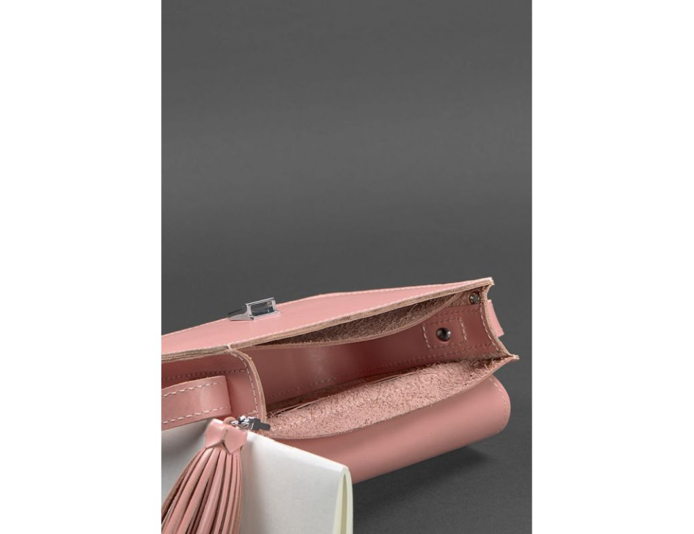 Шкіряна сумка бохо Лілу Blanknote BN-BAG-3-pink-peach рожевий персик - Фотографія № 3
