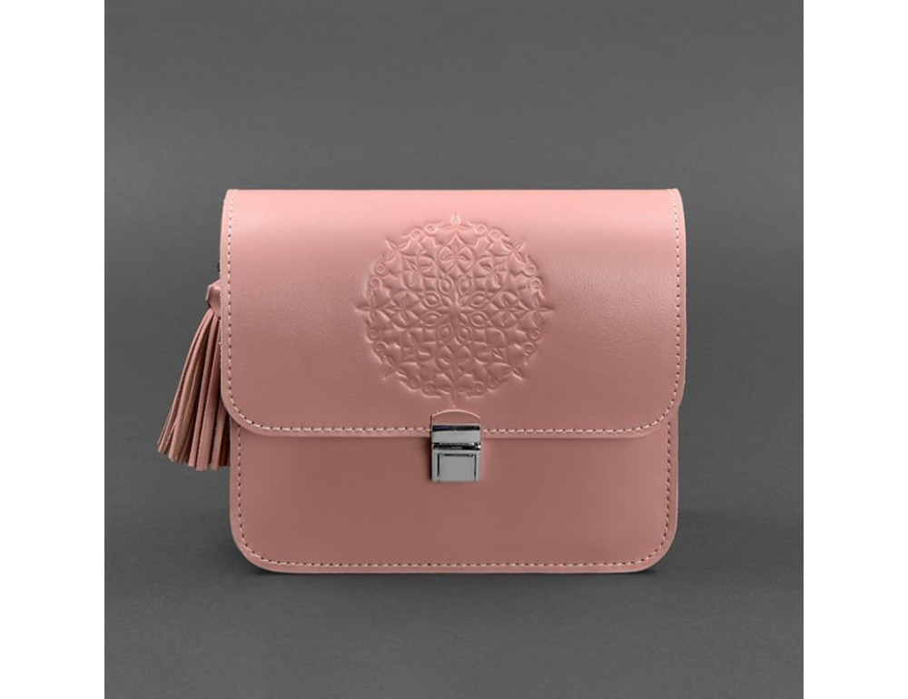 Шкіряна сумка бохо Лілу Blanknote BN-BAG-3-pink-peach рожевий персик - Фотографія № 6