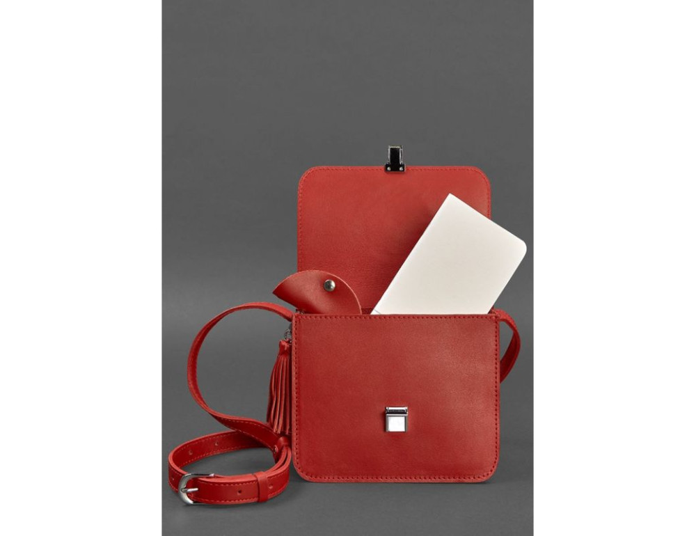 Шкіряна жіноча бохо сумка Лілу червона Blanknote BN-BAG-3-red - Фотографія № 3
