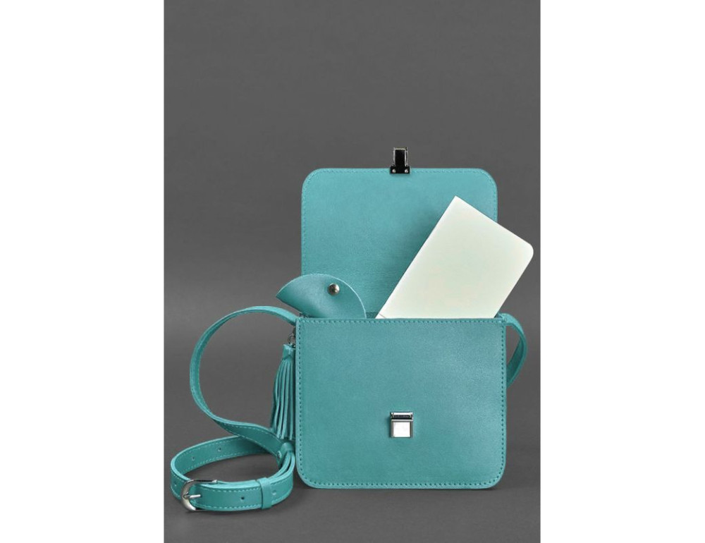 Бірюзова шкіряна сумочка Blanknote BN-BAG-3-tiffany - Фотографія № 3