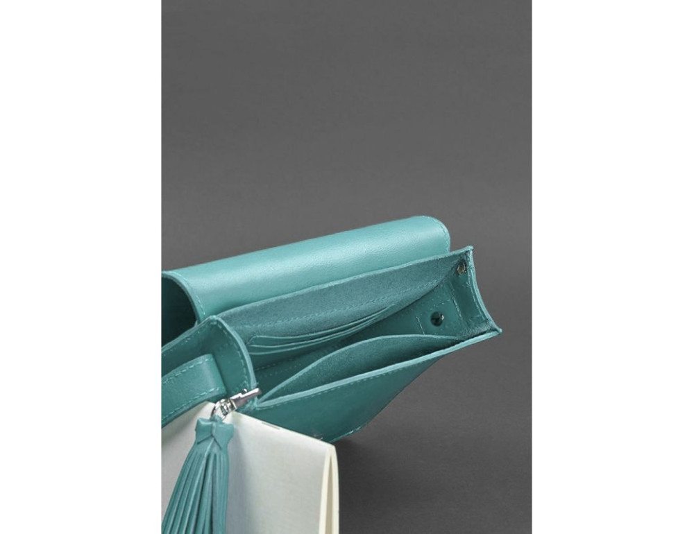 Бірюзова шкіряна сумочка Blanknote BN-BAG-3-tiffany - Фотографія № 5