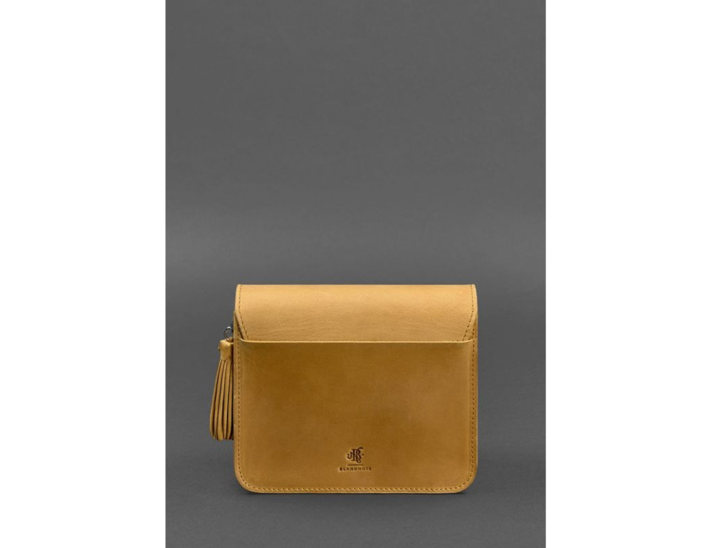 Жовта жіноча сумочка з кінської шкіри Crazy Hourse Blancnote BN-BAG-3-YLW-KR-MAN - Фотографія № 5