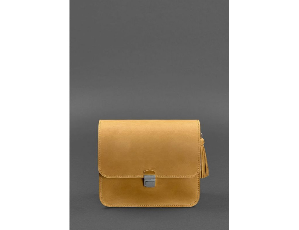 Жовта жіноча сумочка з кінської шкіри Crazy Hourse Blancnote BN-BAG-3-YLW-KR-MAN - Фотографія № 8