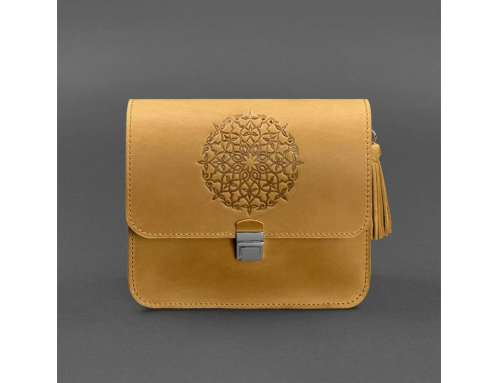 Жовта жіноча сумочка з кінської шкіри Crazy Hourse Blancnote BN-BAG-3-YLW-KR-MAN - Фотографія № 9