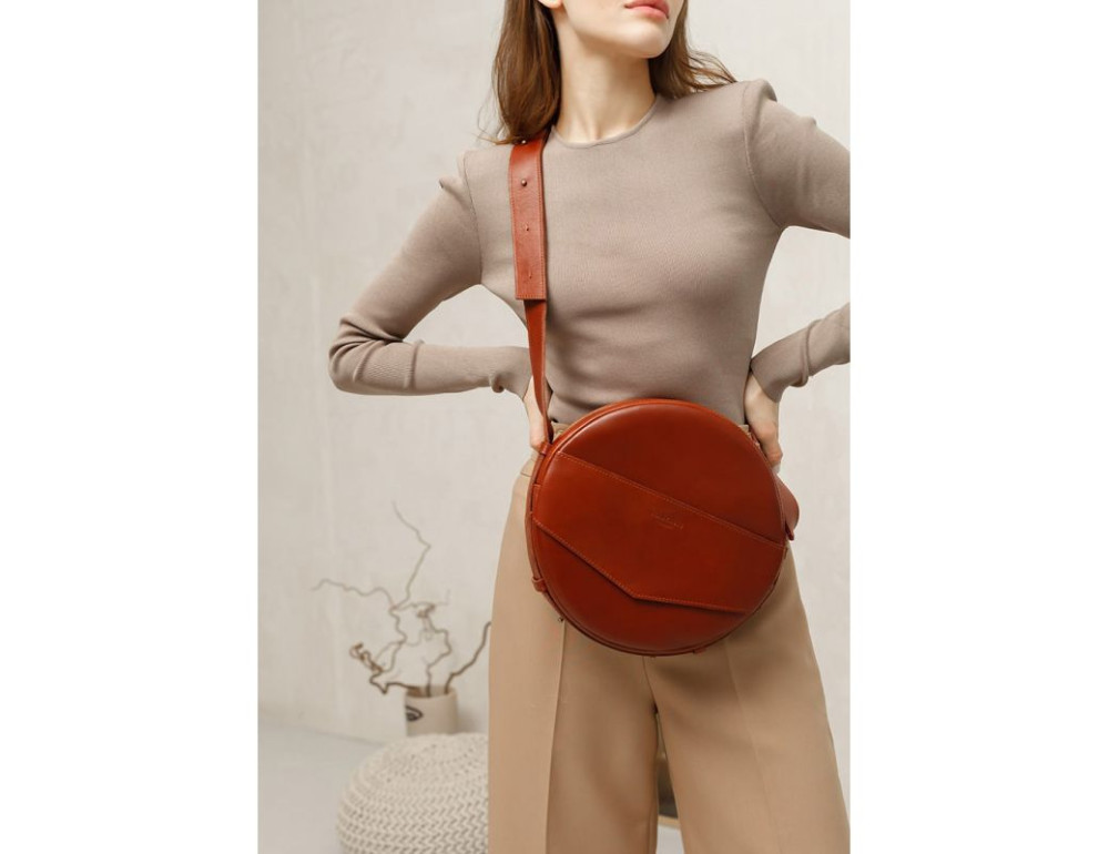 Круглая сумка-рюкзак maxi blanknote BN-BAG-30-k Коньяк  - Фото № 7