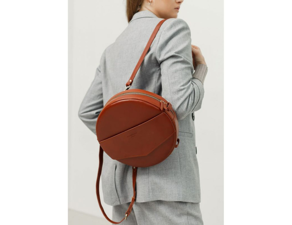 Круглая сумка-рюкзак maxi blanknote BN-BAG-30-k Коньяк  - Фото № 10