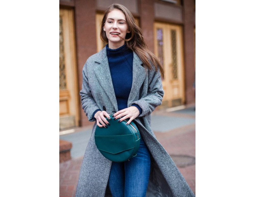 Круглая сумка-рюкзак maxi blanknote BN-BAG-30-malachite зелёный - Фото № 9