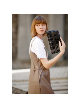 Шкіряна плетена сумка Пазл S чорна Crazy Horse Blancnote BN-BAG-31-g-kr