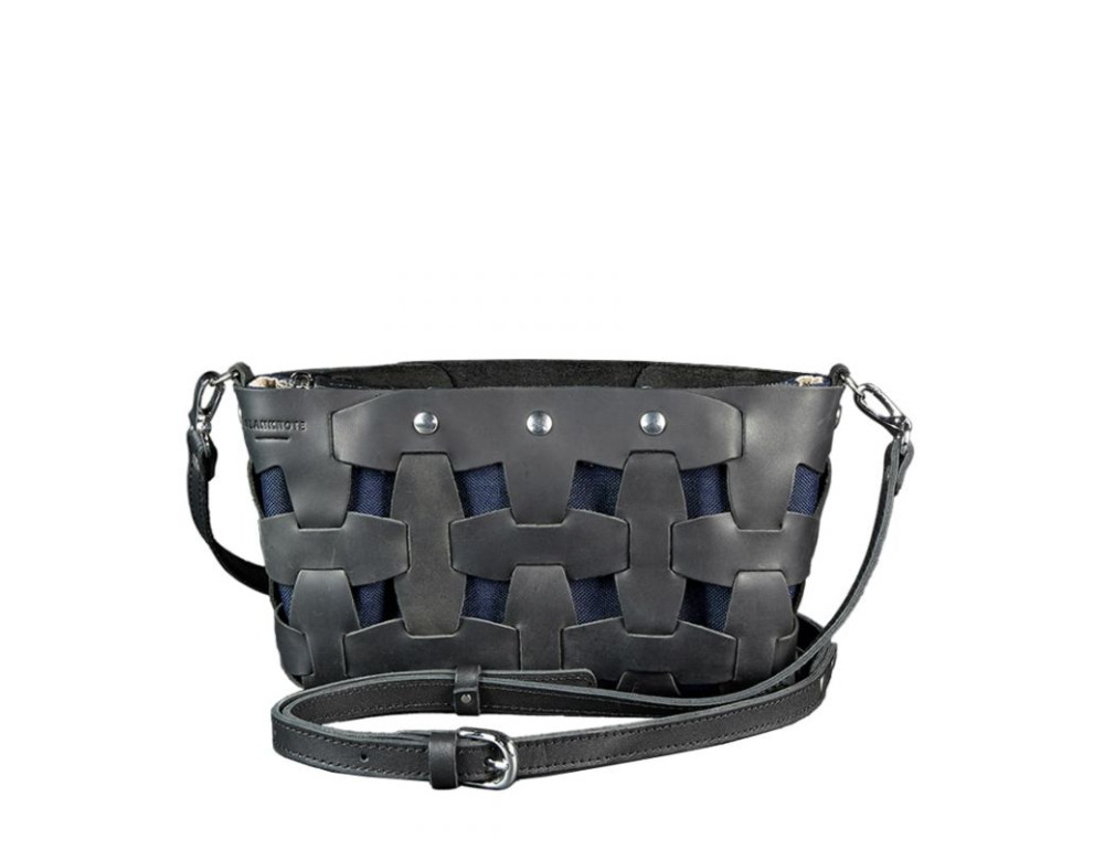 Шкіряна плетена сумка Пазл S чорна Crazy Horse Blancnote BN-BAG-31-g-kr - Фотографія № 8