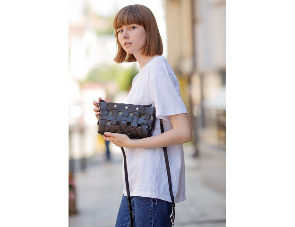 Шкіряна плетена сумка Пазл S чорна Krast Blancnote BN-BAG-31-g - Фотографія № 1 Шкіряна плетена сумка Пазл S чорна Krast Blancnote BN-BAG-31-g - Фотографія № 1