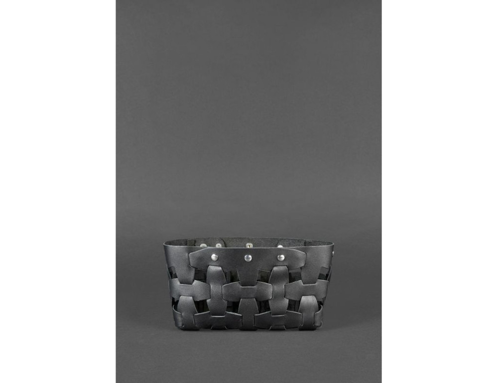 Шкіряна плетена сумка Пазл S чорна Krast Blancnote BN-BAG-31-g - Фотографія № 3