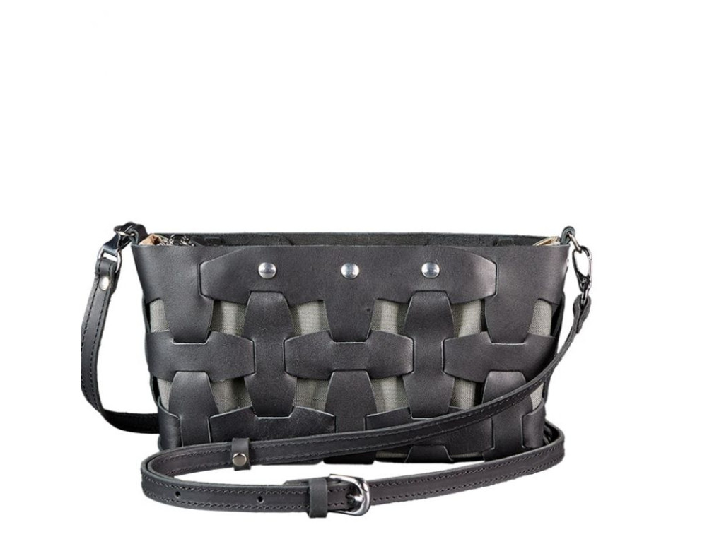 Шкіряна плетена сумка Пазл S чорна Krast Blancnote BN-BAG-31-g - Фотографія № 10