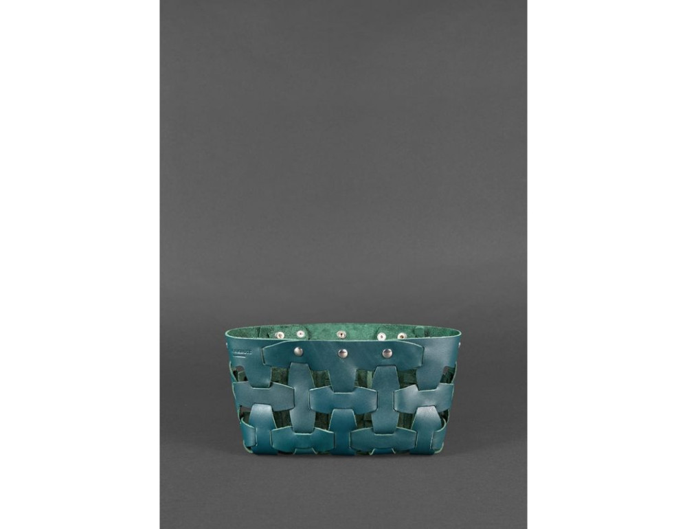 Шкіряна плетена сумка Пазл S зелена Krast Blancnote BN-BAG-31-malachite - Фотографія № 3