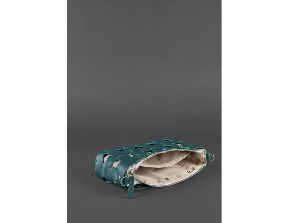 Шкіряна плетена сумка Пазл S зелена Krast Blancnote BN-BAG-31-malachite - Фотографія № 5