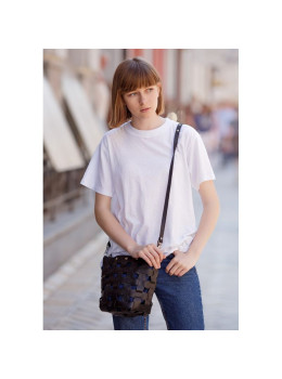 Шкіряна плетена сумка Пазл M чорна Crazy Horse Blancnote BN-BAG-32-g-kr