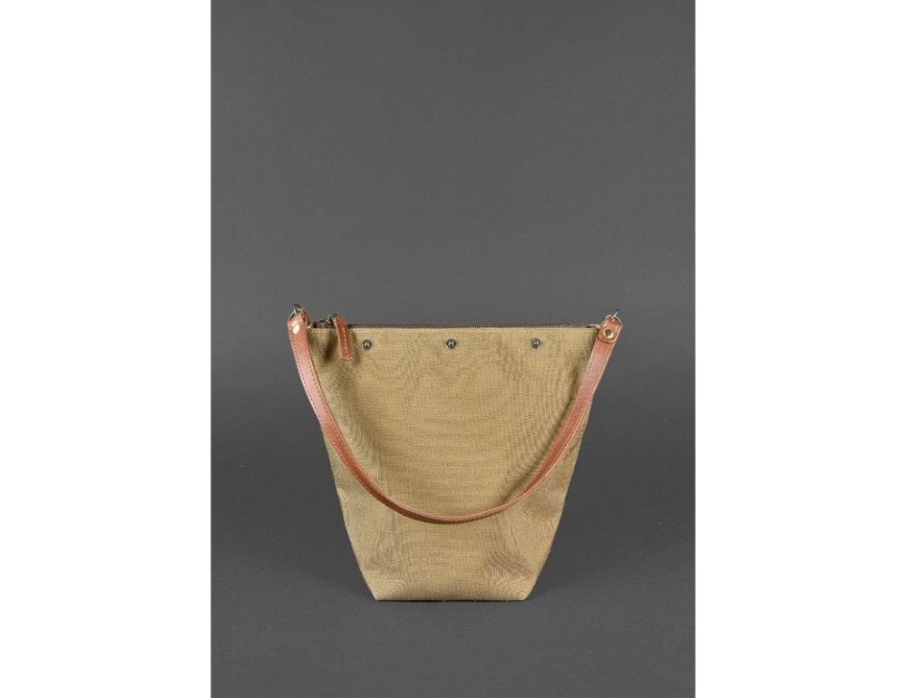 Шкіряна плетена сумка Пазл M світло-коричнева Krast Blancnote BN-BAG-32-k - Фотографія № 4