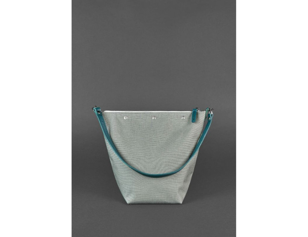 Шкіряна плетена сумка Пазл M зелена Krast Blancnote BN-BAG-32-malachite - Фотографія № 4